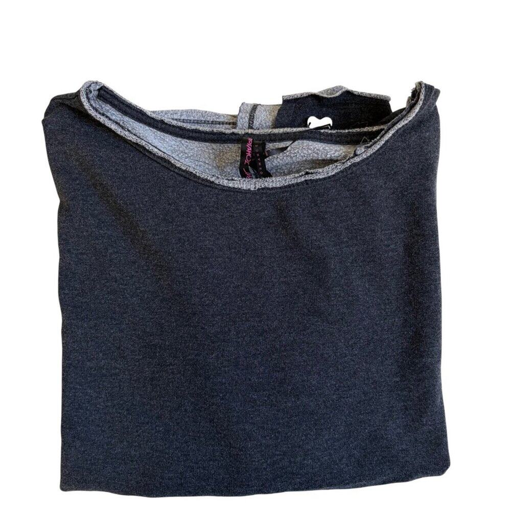 Betsey Johnson Rolled Hem Oversized Sweatshirt (Grey) - Size Medium